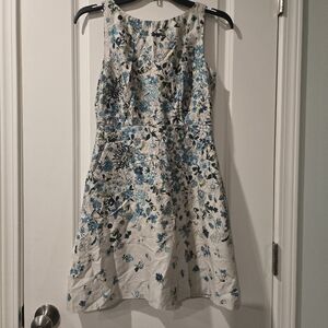 Loft Womens Floral Sleeveless Dress - Blue and Cream Size 00p
